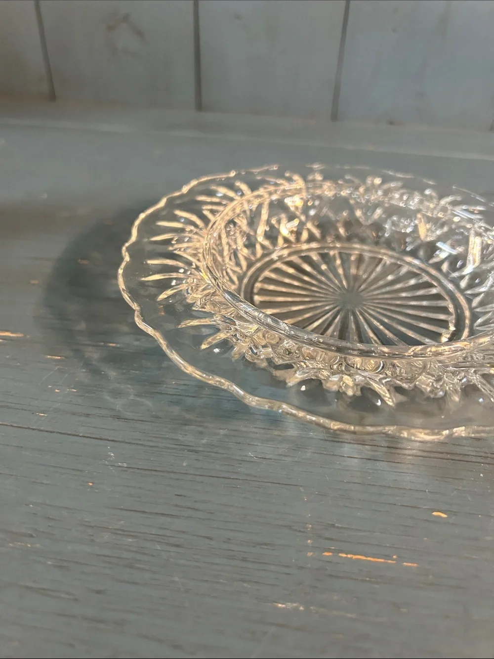 Anchor Hocking Clear Pressed Glass Sunburst Serving Plate